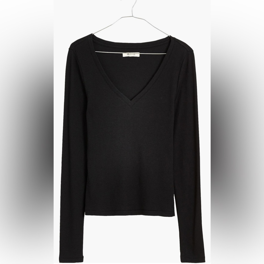 Madewell Long Sleeve V-Neck Rib Top